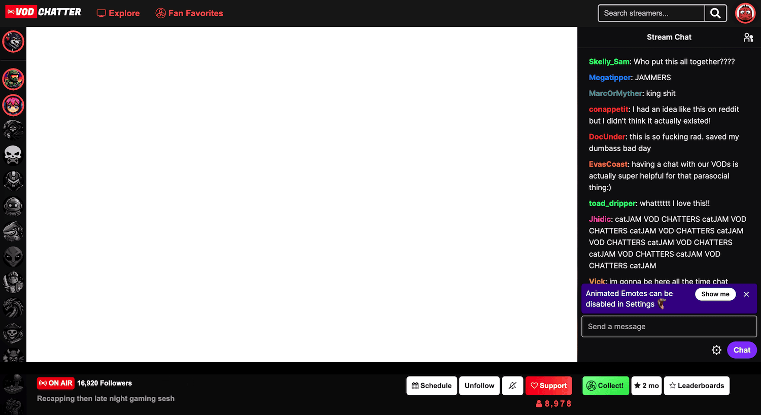VOD Chatter watch page preview